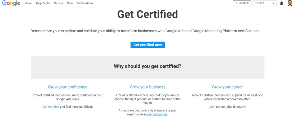Get Certified Google Skillshop