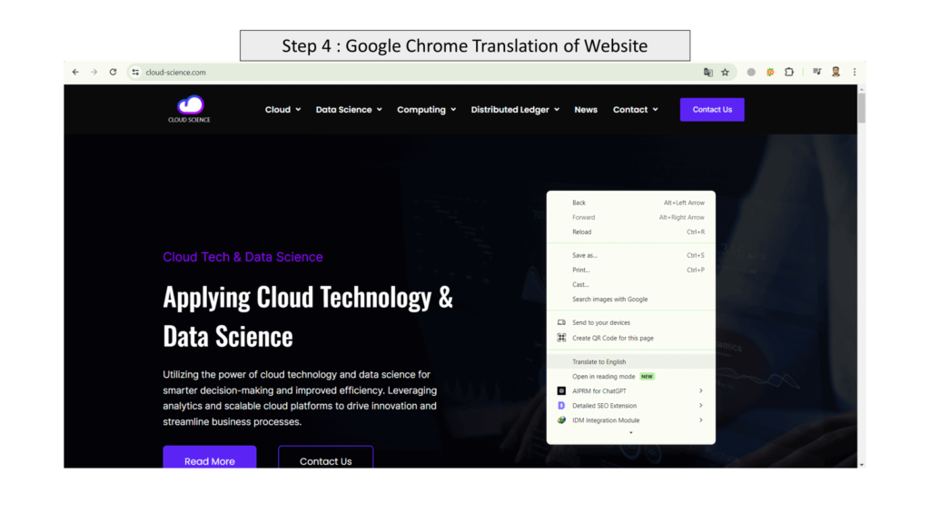 Step 4 Google chrome translation website