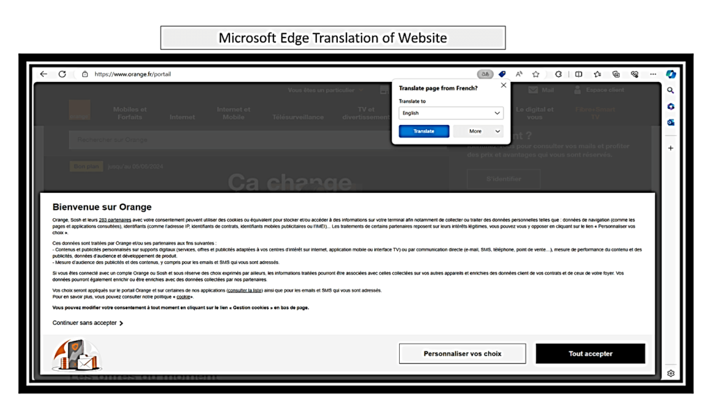 Microsoft Edge translation process