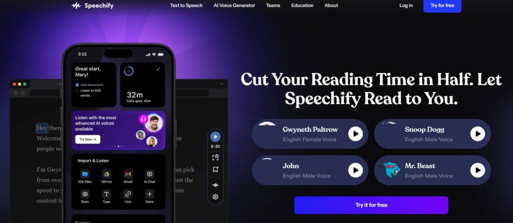 Speechify - Best Text to Speech App