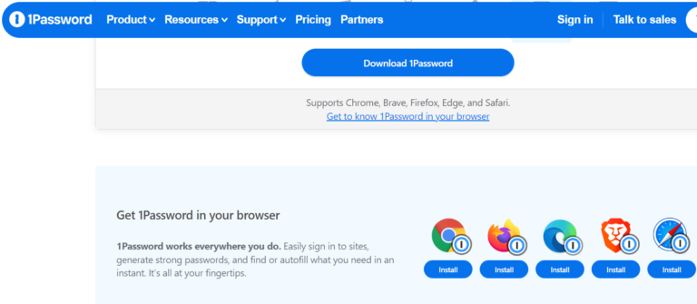 1Password Browsers support
